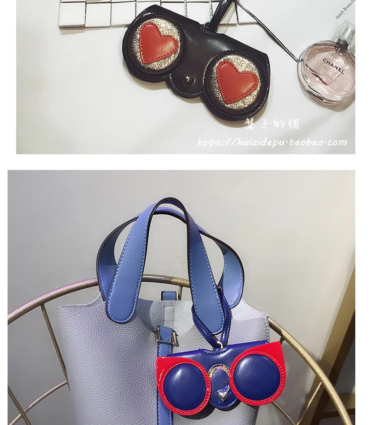 ins cartoon cute glasses case portable men and women sunglasses myopia glasses organizer bag protective sleeve glasses bag charm