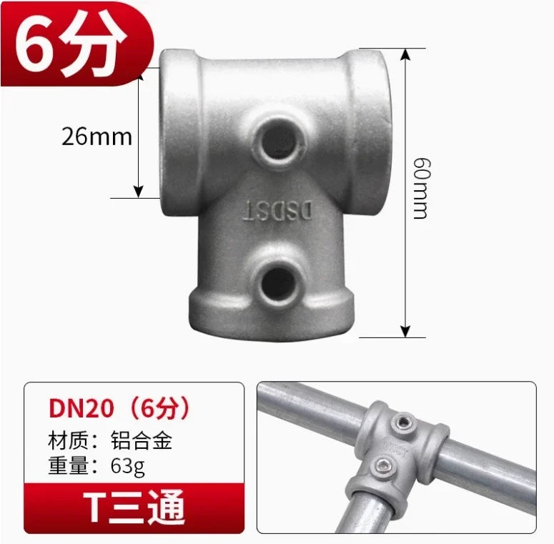 20/25mm Round Tube Pipe Joint Pipe Fitting Aluminum Alloy Steel Pipe Connectors DIY Clothes Hanger Plant Rack Shed