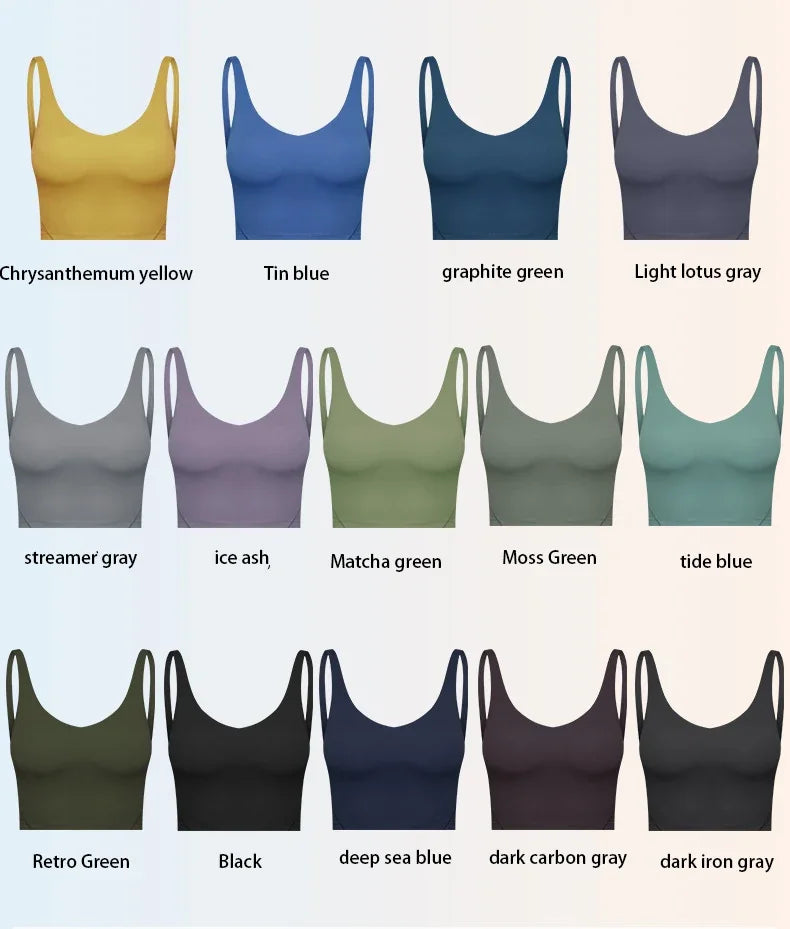 SHINBENE Women's V-neck Slimming Fitness Long-sleeve Padded Short-sleeve Sports Bra Yoga Bra Classic Athletic Tank Top