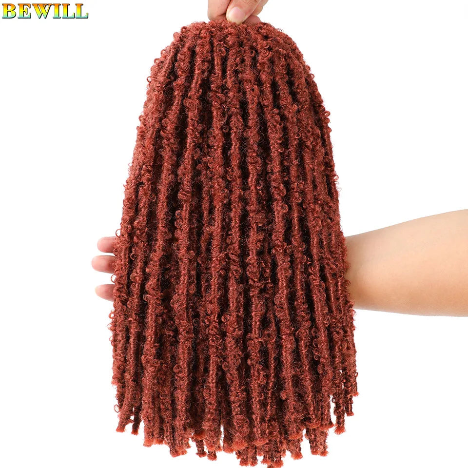 BEWILL 12 14 18 24 Inch Butterfly Locs Crochet Hair Pre-looped Synthetic Distressed Faux Braids Hair Soft Locs Goddess Locs Hair
