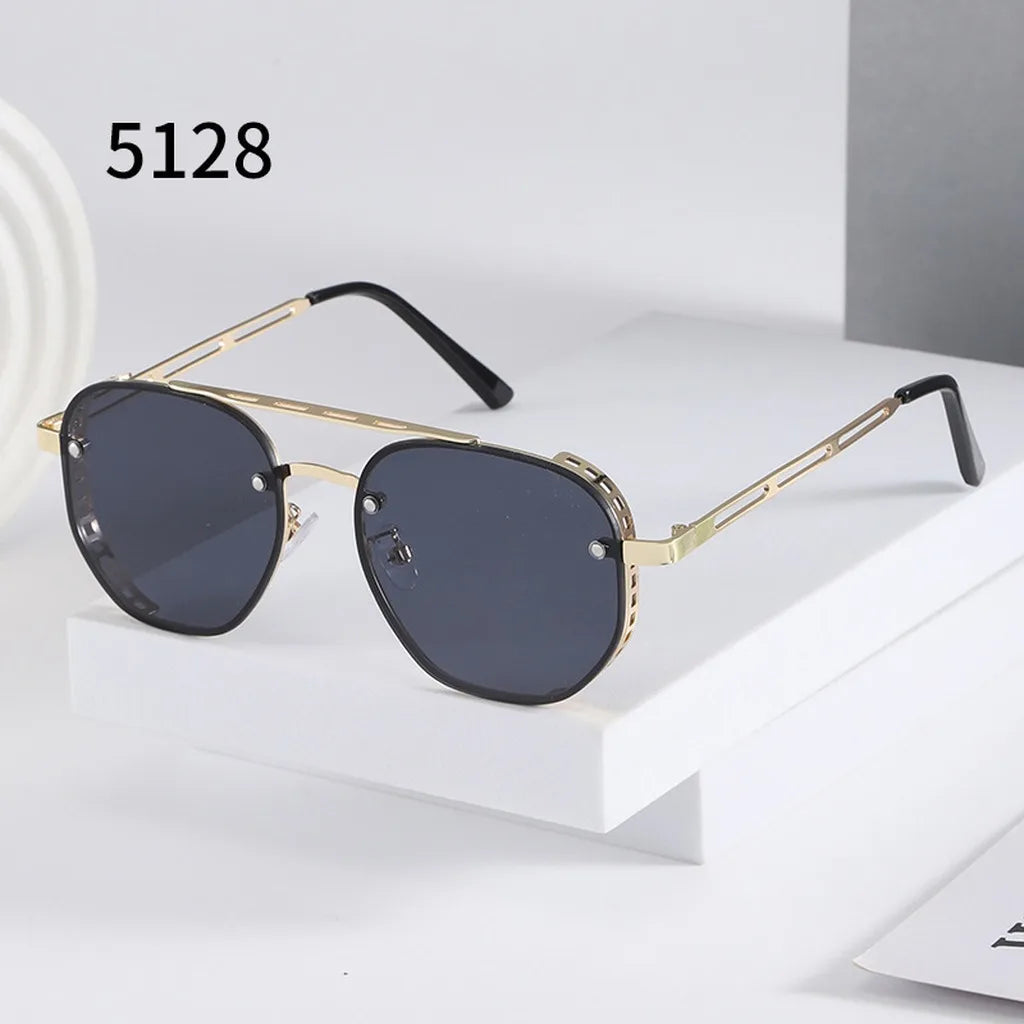 Unisex Stylish Sunglasses Trendy Gold Frame Hd Lens Glasses Oval Metal Frame Eyeglasses European-American Uv400 Shades Eyewear