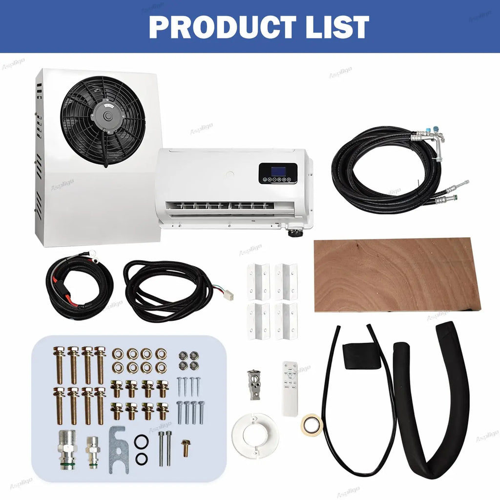Aspligo 10500BTU 12V Split Air Conditioner Low Noise 24V Energy Saving Parking AC For Car Motorhome Truck Camper RV CE Certified