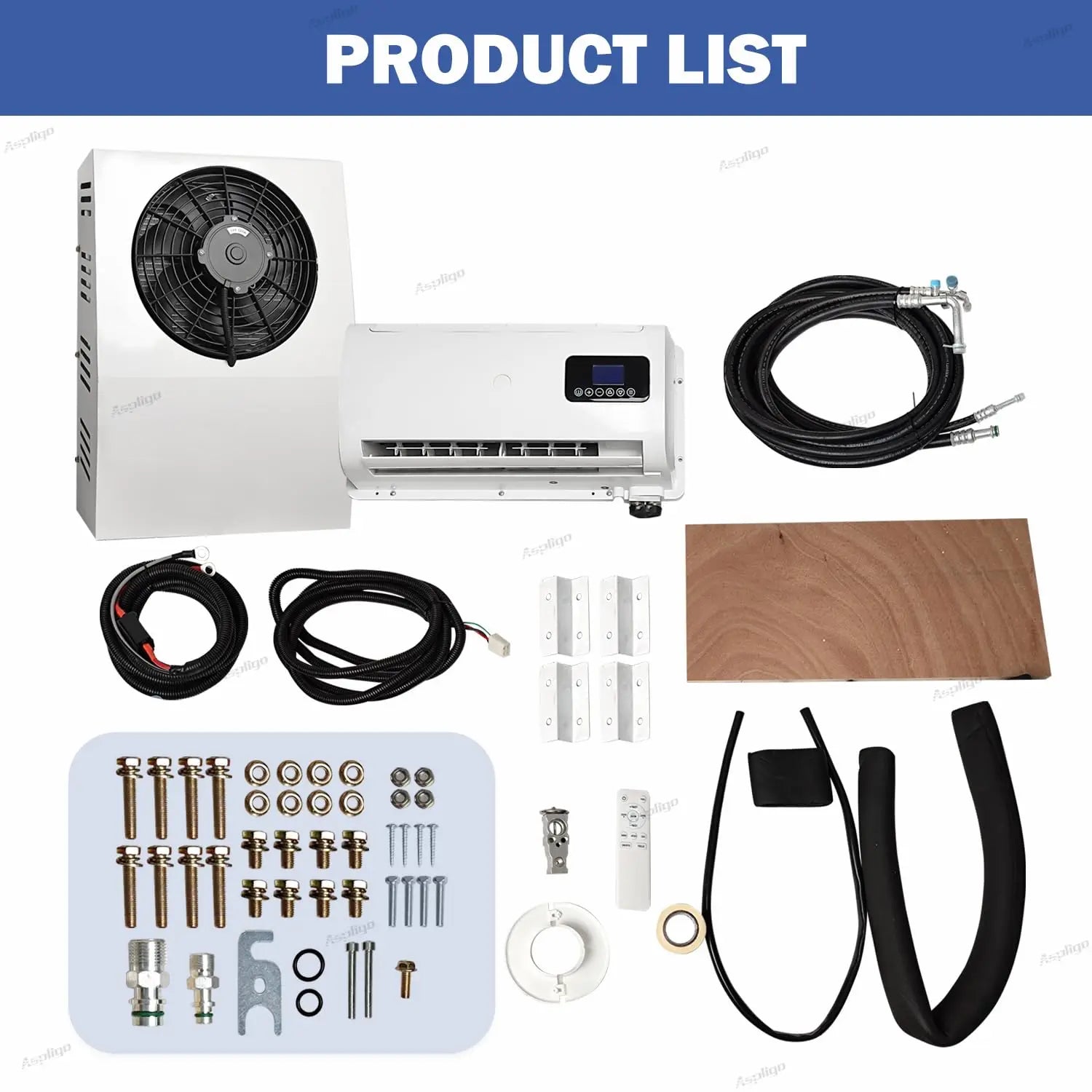 Aspligo 10500BTU 12V Split Air Conditioner Low Noise 24V Energy Saving Parking AC For Car Motorhome Truck Camper RV CE Certified
