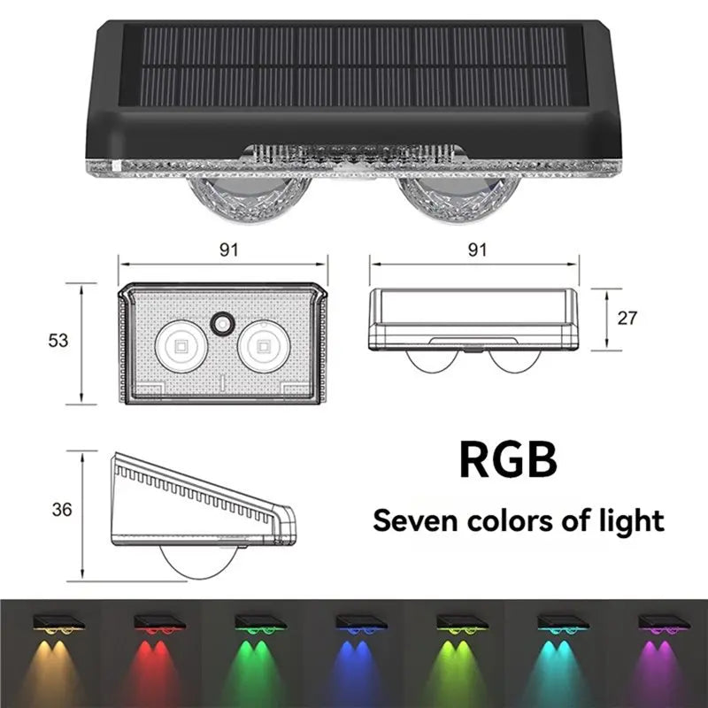 A69eoutdoor LED Solar Wall Lamp 4PCS RGB For Garden Courtyard Decor Light Fixture Auto On/Off Fence Lighting