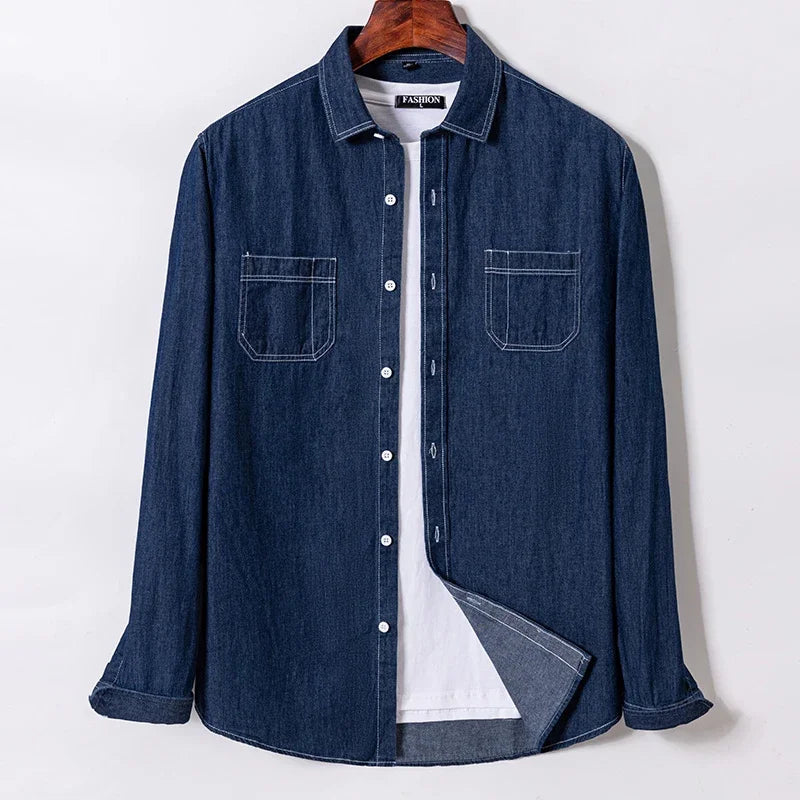 2025 Denim Pure Cotton  Long-Sleeve With Pocket Design Shirt Classic  Fashion Embroider Comfortable Clothes
