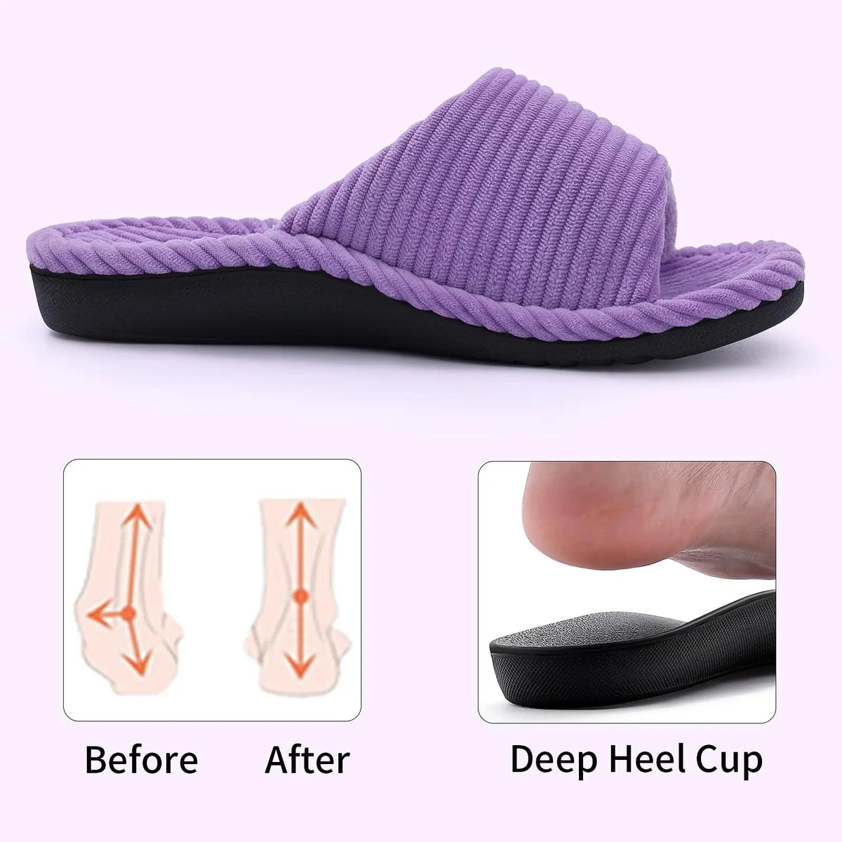 Shevalues Women's Fuzzy Warm Slippers Comfy Open Toe Sandals Memory Foam Indoor Bedroom Slides Rubber Sole House Shoes For Women
