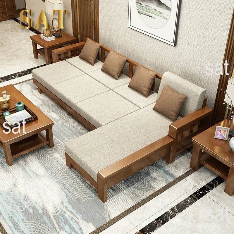 For Nordic Simple and Modern Design of the Size of the Living Room Furniture Combination Set Solid Wood Sofa