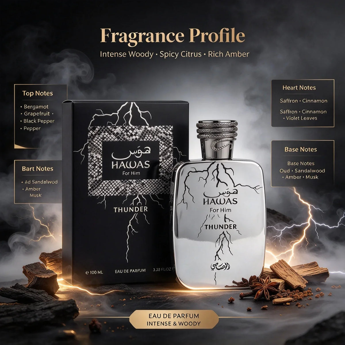 Rasasi Hawas Perfume Spray Ice Verde Thunder Lava Gold Eclat Kobra Long Lasting Eau de Parfum Scent For Men Women