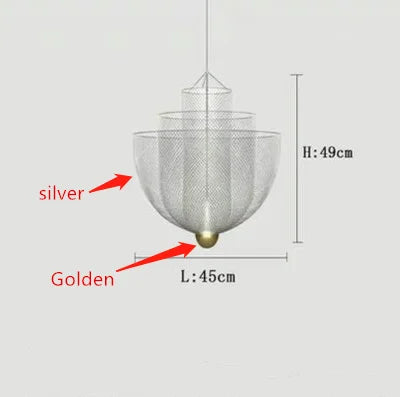Modern Ceiling Chandeliers Dimmable LED Pendant Light Modern Design Metal Grid Meshmatics Dining Hanging Lamp Suspension Fixture