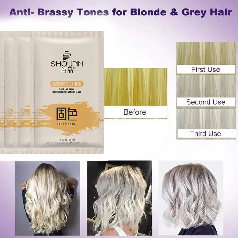 Magic Lock Color Hair Mask Blonde Bleaching Yellow Remove Linen Gray Silver Effect Anti Brass Tones Hair Shampoo Care