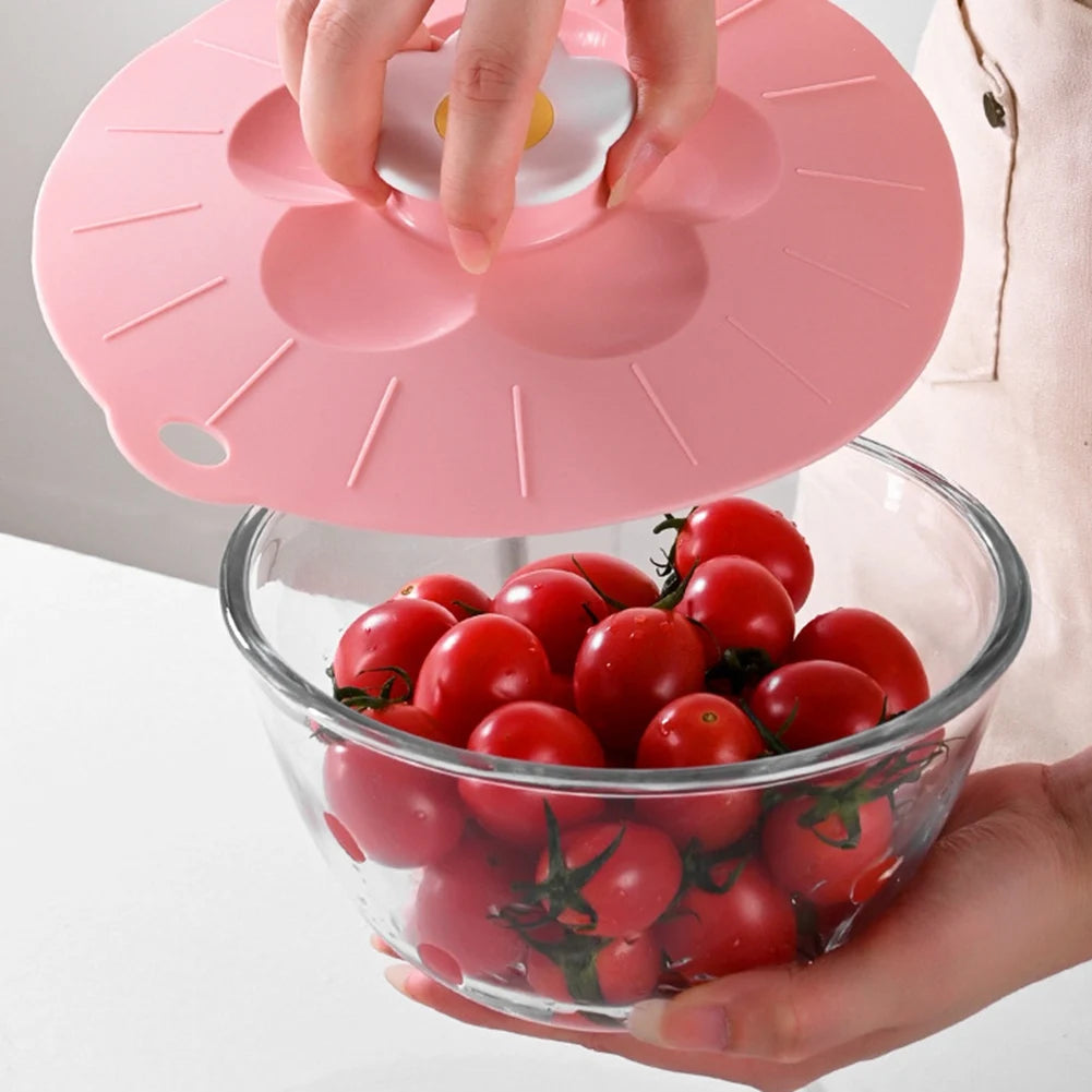 Silicone Flower Shape Handle Food Wrap Microwave Bowl Cover Dustproof Fresh Keeping Cooking Pot Pan Lid Reusable Kitchen Gadgets