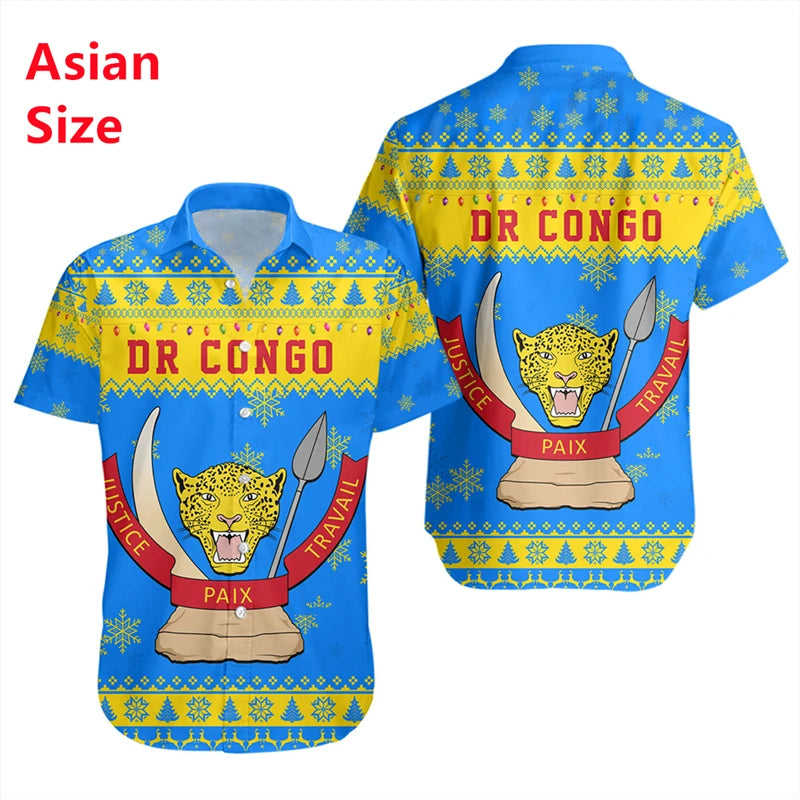 New Summer 3D Congo National Flag Printing Mens Shirt Graphic Short Sleeves Women Clothing Fashion Harajuku Tops Man Shirt Tees