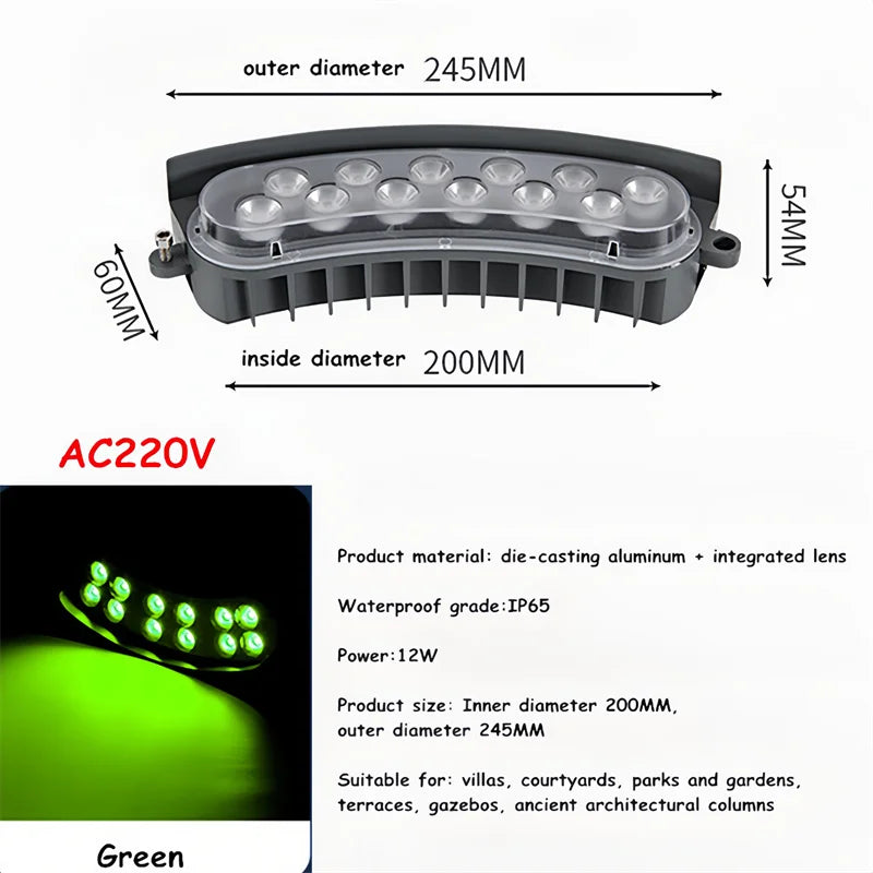 12w 1pcs LED Outdoor Colorful Waterproof Tree-hugging Lamp Shooting Landscape Lighting Tree AC220v Park Light for Columns Yard