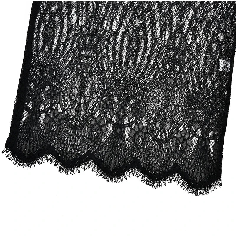 Lace Patchwork Maxi Dress Sexy Women Chic Black Shawl Strapless See Through Backless Slim Gown 2026 Lady Evening Party Vestidos