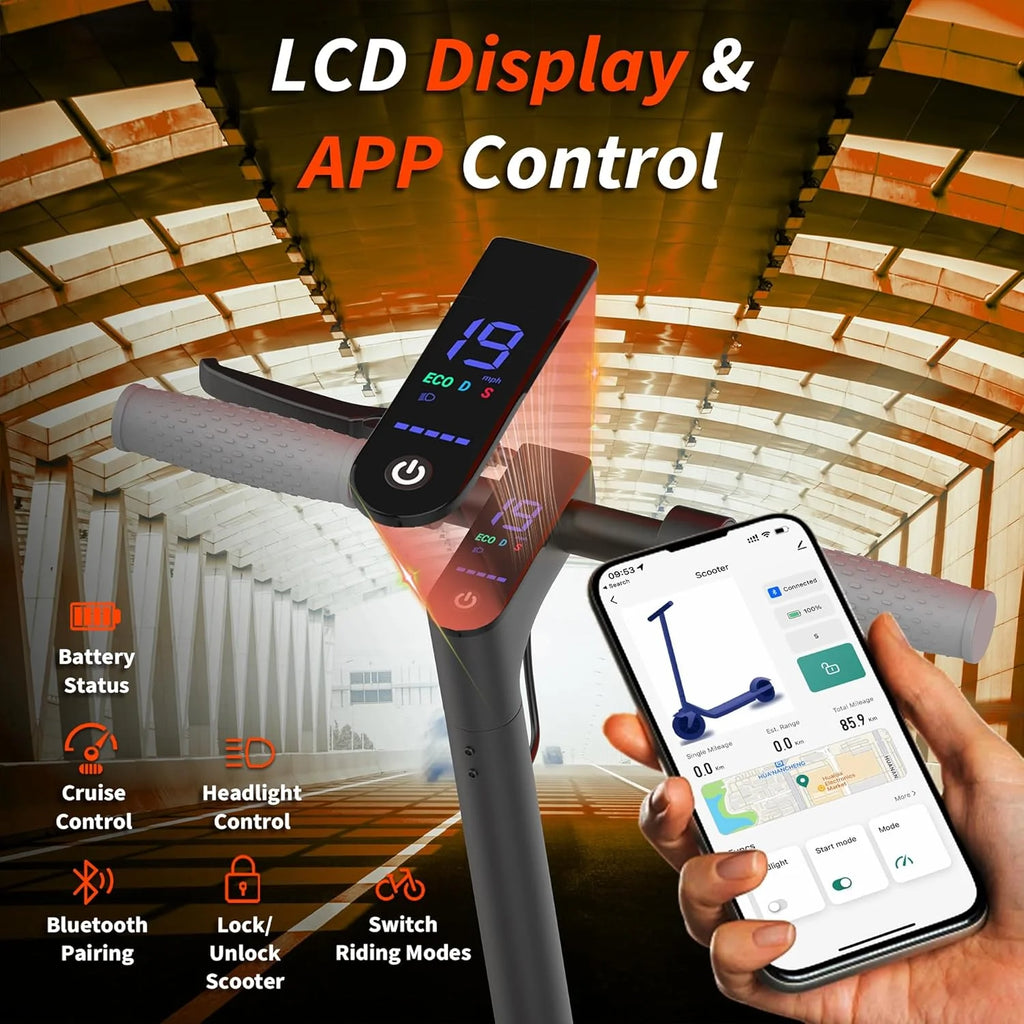 AOVOPRO ES80 350W Electric Scooter 10.5Ah 19mph Max Speed Smart APP Control 21miles Max Range Foldable E-Scooter for Adult