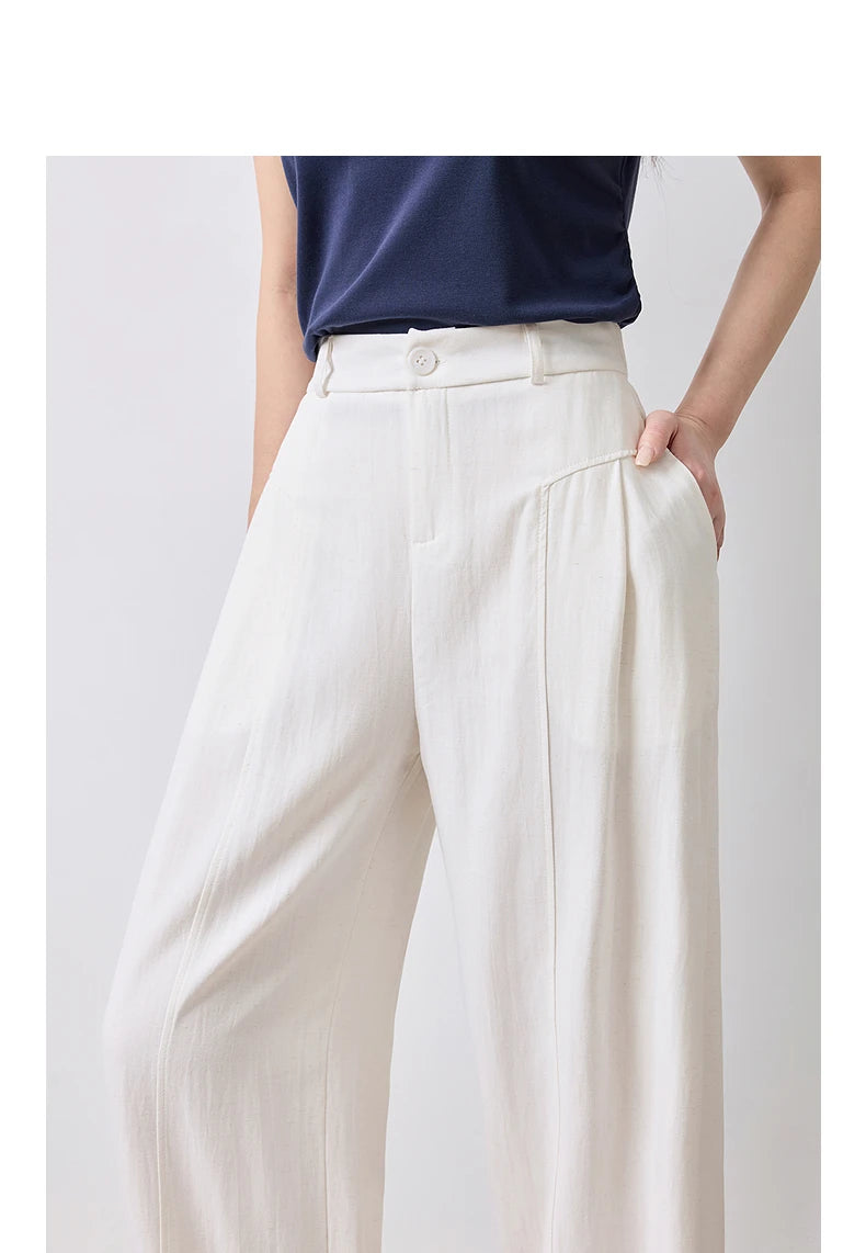 TOYOUTH Women Wide Leg Pants Summer 2026 Textured 3D Pleated Design Hip Covering Loose Breathable Comfortable Casual Daily Style