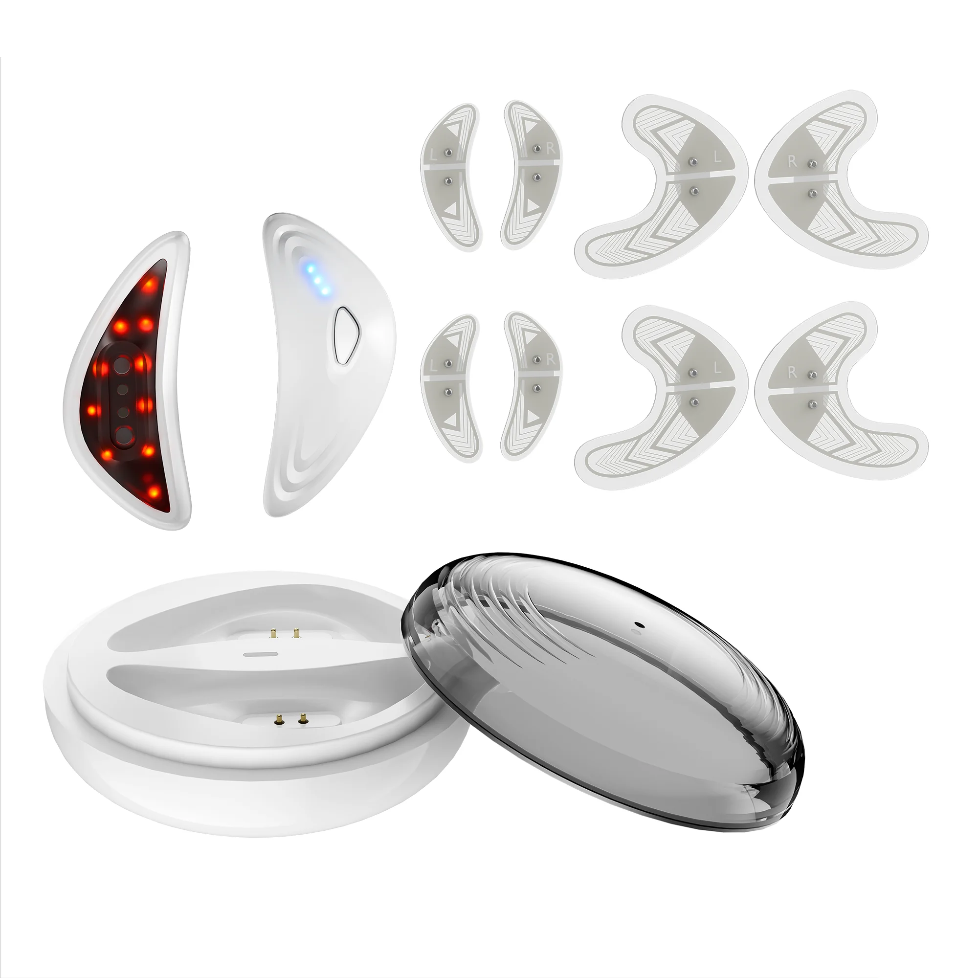 EMS Facial Eye Beauty Device With Gel Patches Red Light Eye Firming Massage For Eye Care Reducing Eye Bags Dark Circles