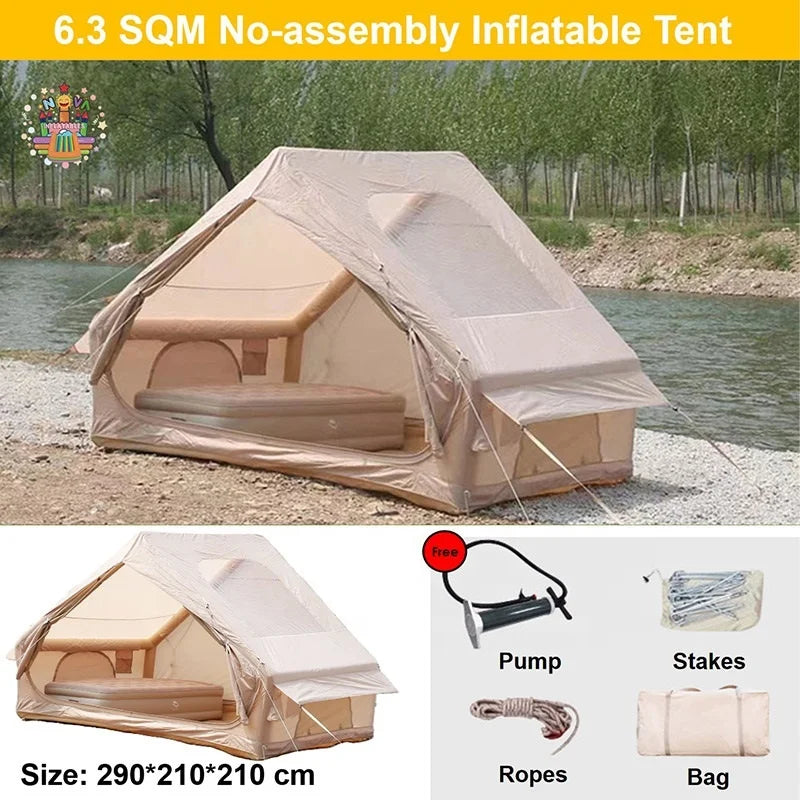 Large Waterproof Durable Inflatable Tent, Family Airtight House for Camping RV Travel
