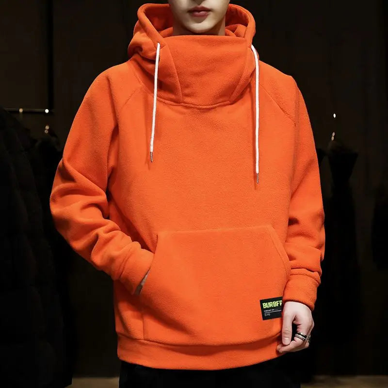 High Neck New Sweater Hoodie Sweatshirt Men Autumn Winter Fleece Thick Hooded Loose Bottom Trend Warm Streetwear Jacket Tops New