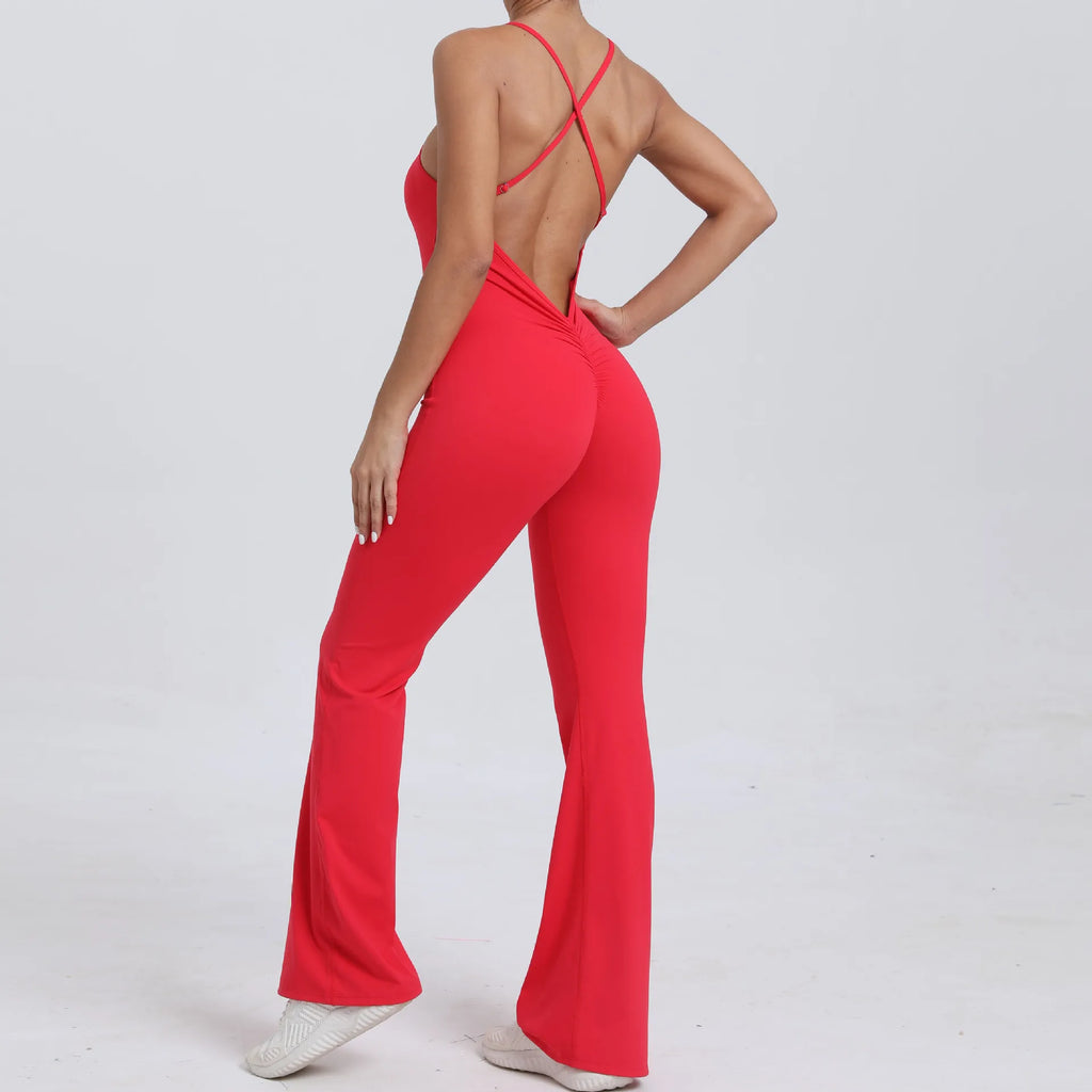 Female Sexy Back V Gym Set Woman Training Yoga Suit Wide Leg Sportswear Woman Sports Suit Clothes Fitness Elastic Training Suits