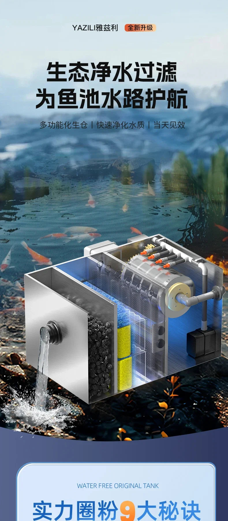 Stainless steel fish pond filter water circulation system silent backwash drum micro filter  A61