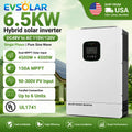 UL1741 Certified 6.5KW Hybrid Solar Inverter With CT Limiter ON/OFF Grid 48V DC to 110V/120V Dual MPPT Solar Input 300V
