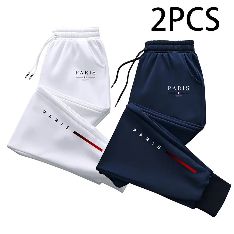 2 in 1 Sweatpants for Man Fall Winter Daily Casual Sporty Jogger Pants Paris Fashion Print Trousers Home Outdoor Comfort Bottoms