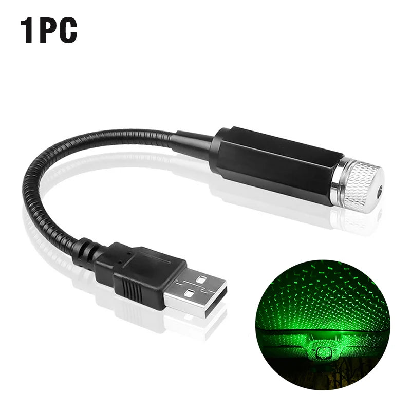 Car Romantic LED Starry Sky Night Light 5V USB Powered Galaxy Star Projector Lamp for Car Roof Room Ceiling Decor Plug and Play