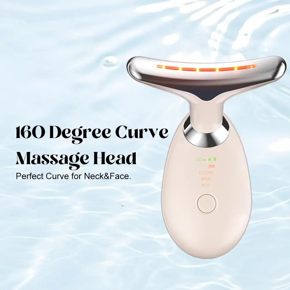 7 Color LED Light Face Neck Massager USB Rechargeable Home Beauty Device Hot Compress Skin Care Massage Instrument OEM