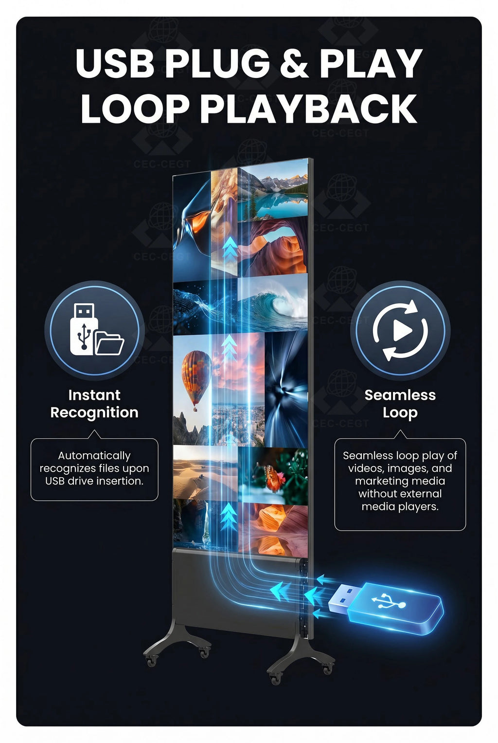 ZDHQ ultra-thin full-view indoor digital advertising LED display with 1-year warranty, suitable for retail mall promotions