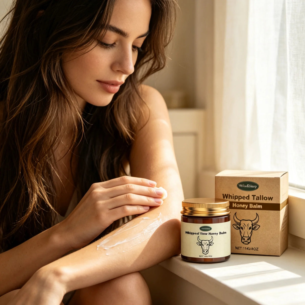 WoodSleep Tallow Honey Balm Deeply Hydrating Skin Non Sticky Smooth Lightweight Long Lasting Moisturizing Natural Body Balm 114g