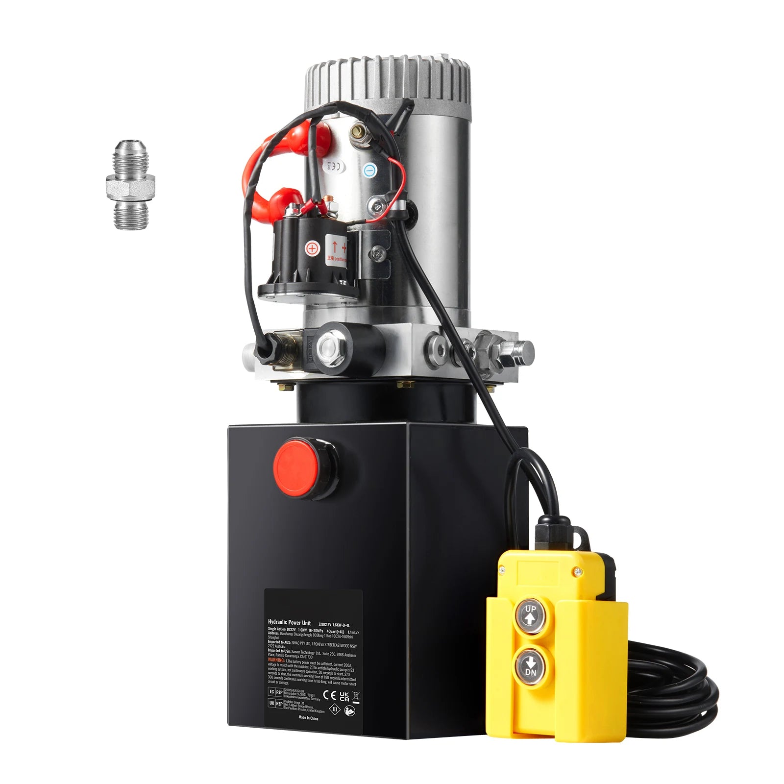 SucceBuy Hydraulic Pump 4-20 Quart Dump Trailer Pump Single Acting Dump Trailer Pump DC 12V Hydraulic Power Unit for Car Lifting