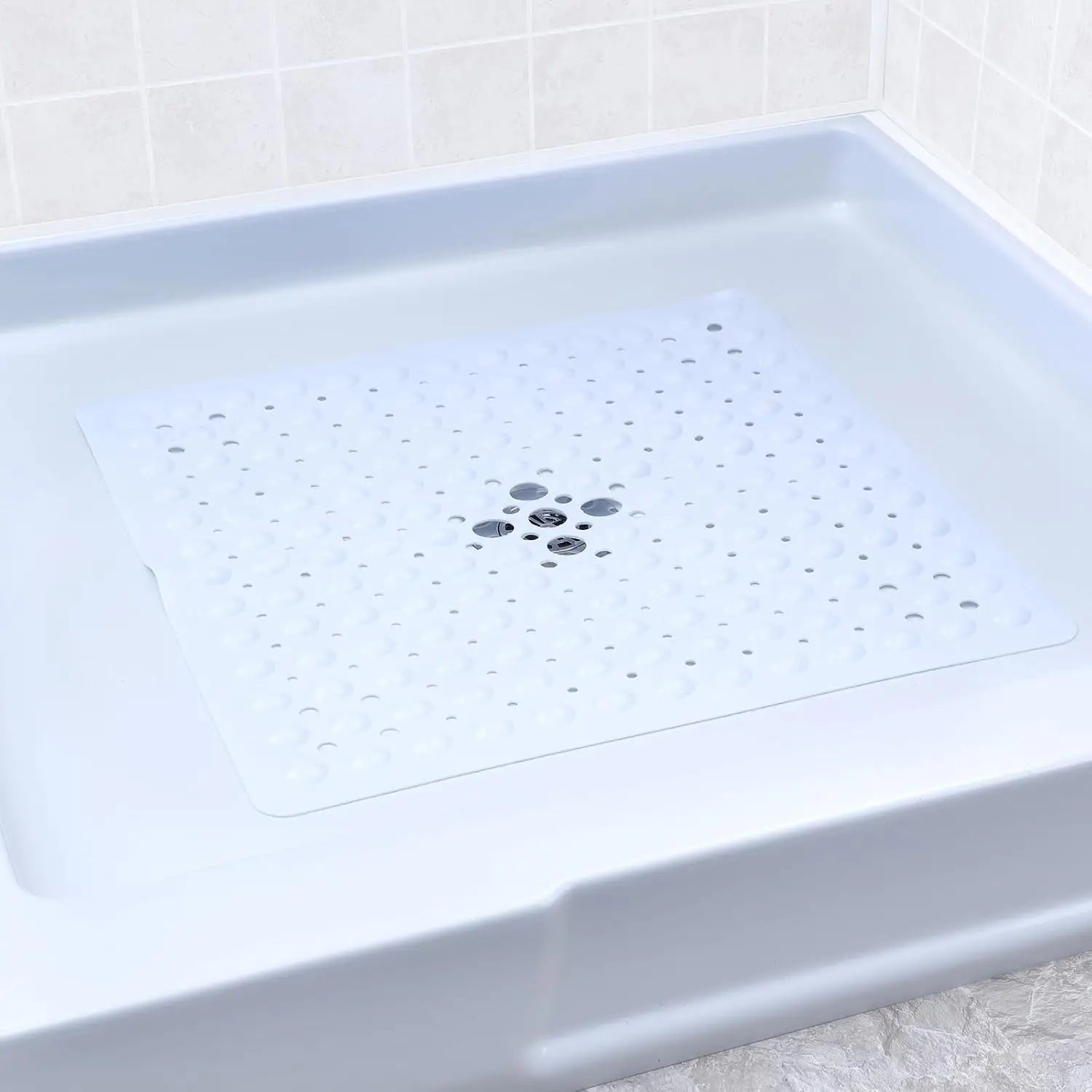 Square Shower Mat Bathtub Mat Non Slip 53x53cm, Square Bath Mat for Inside Shower Tub, Shower Stall Mats for Bathroom Floor