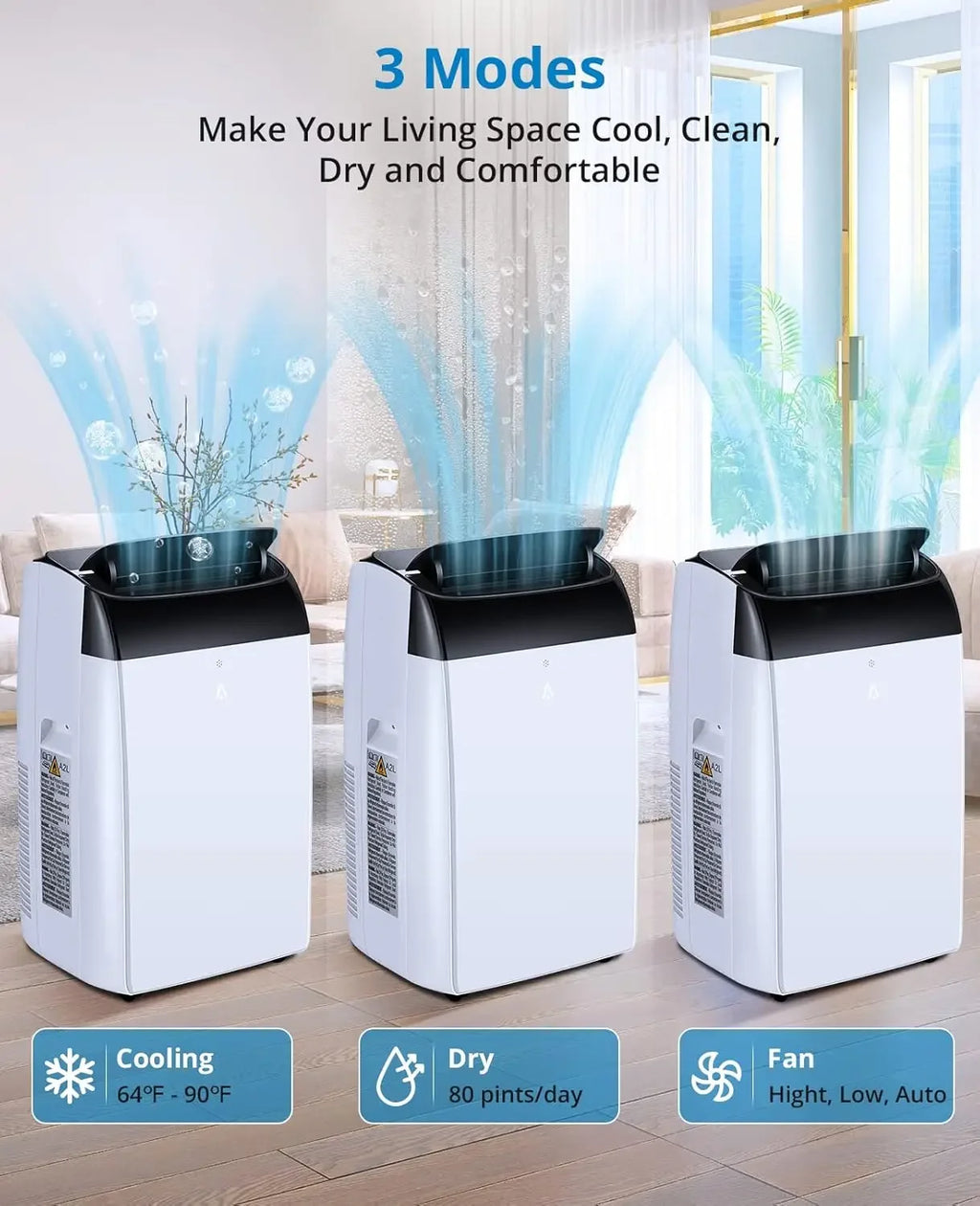 14000 BTU Portable Air Conditioner for 3-in-1 Free Standing Cooling AC Unit with Fan Dehumidifier Remote Control and Sleep