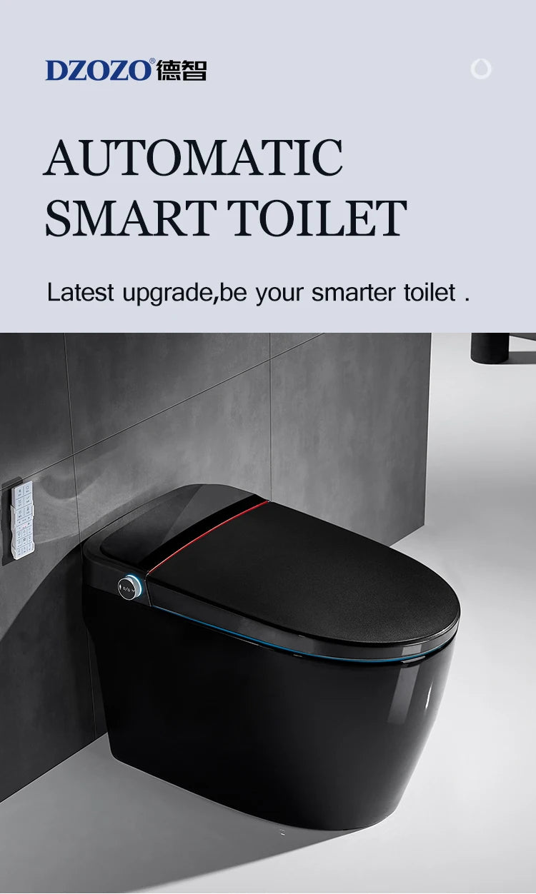 110V Modern Home Hotel Sanitary Ware Electric Closestool Smart Toilet Bowl Bidet Automatic Black Bathroom Toilet