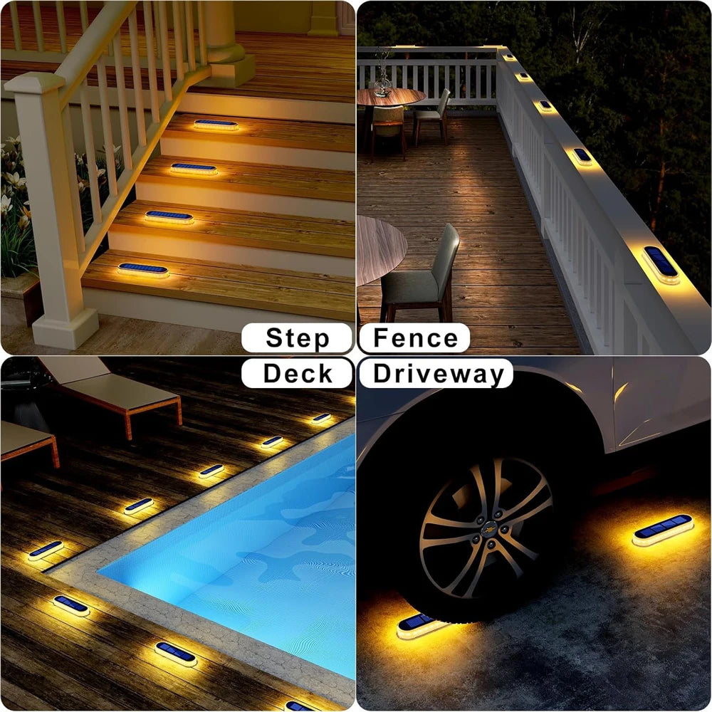 Solar Deck Light Solar Ground Light Outdoor Pathway Stair Lamp Railing Fence Yard IP68 Waterproof Driveway Solar Light