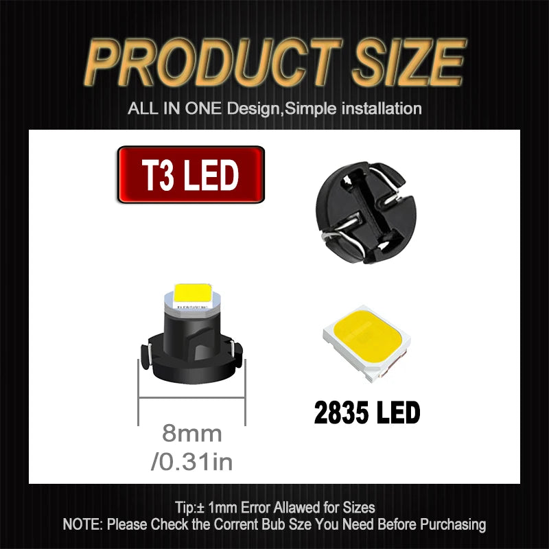 10pcs T3 T4.2 T4.7 T5 LED Car light Bulb Luces LED Para 1 LEDs 2835 5050 SMD Auto Interior Side light