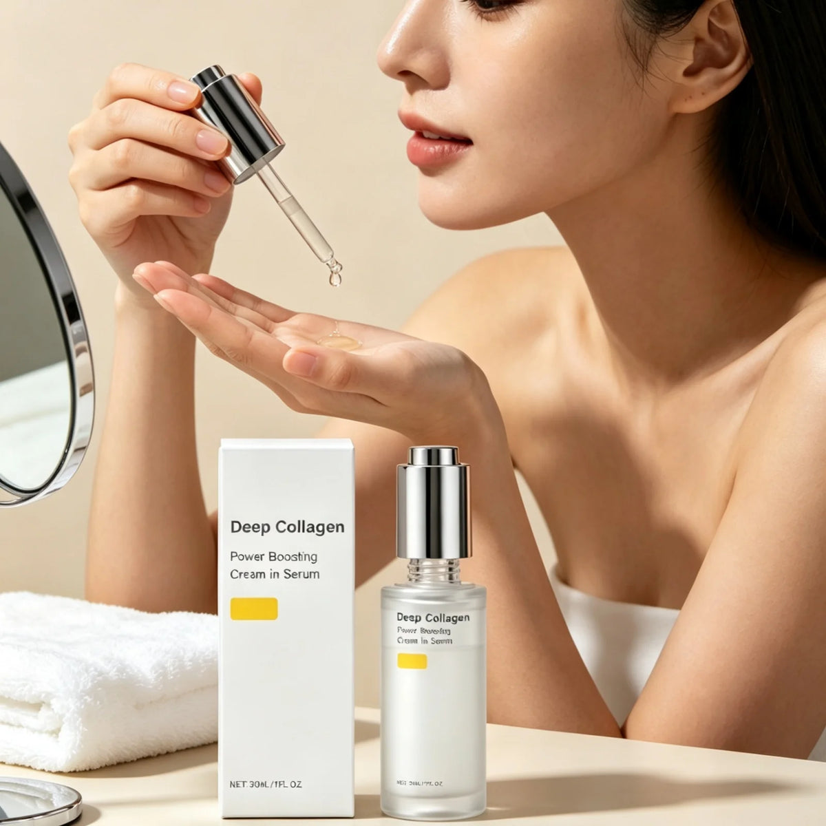 Deep Collagen Serum Skin Elasticity Anti Fine Lines Smooth Skin Texture Brighten Moisturizing Facial Nourishing Daily Care Serum