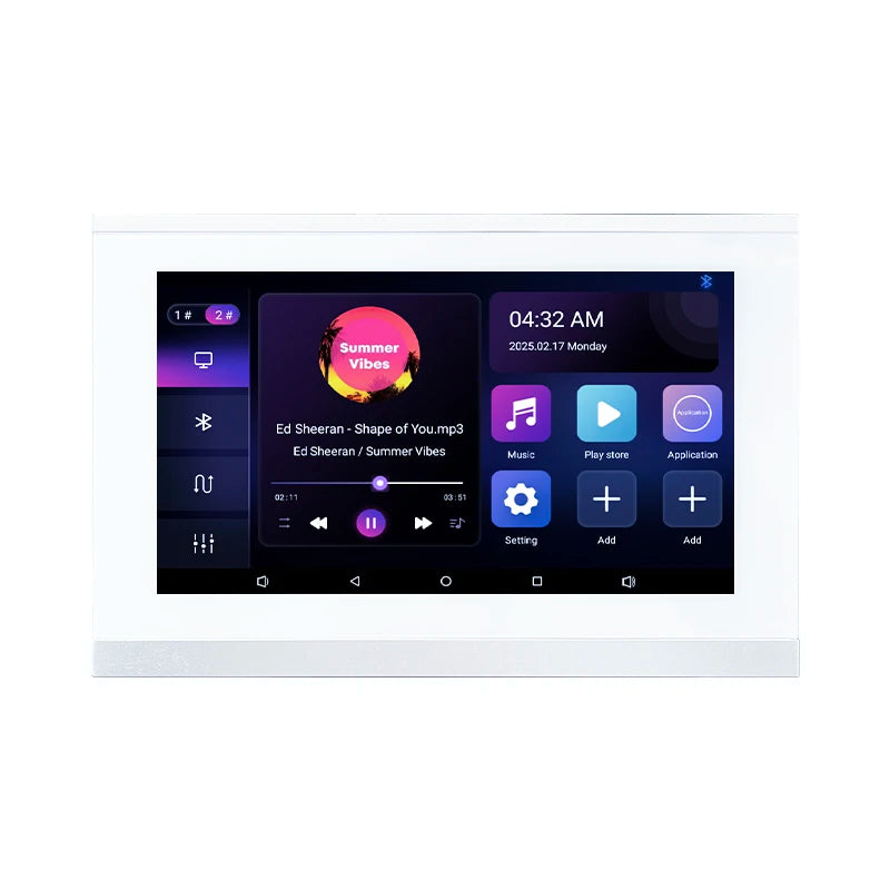 7 Inch Smart Home Background Music Player Stereo Sound WIFI Touch Screen 2 zone Audio Android Bluetooths Wall Amplifier systems