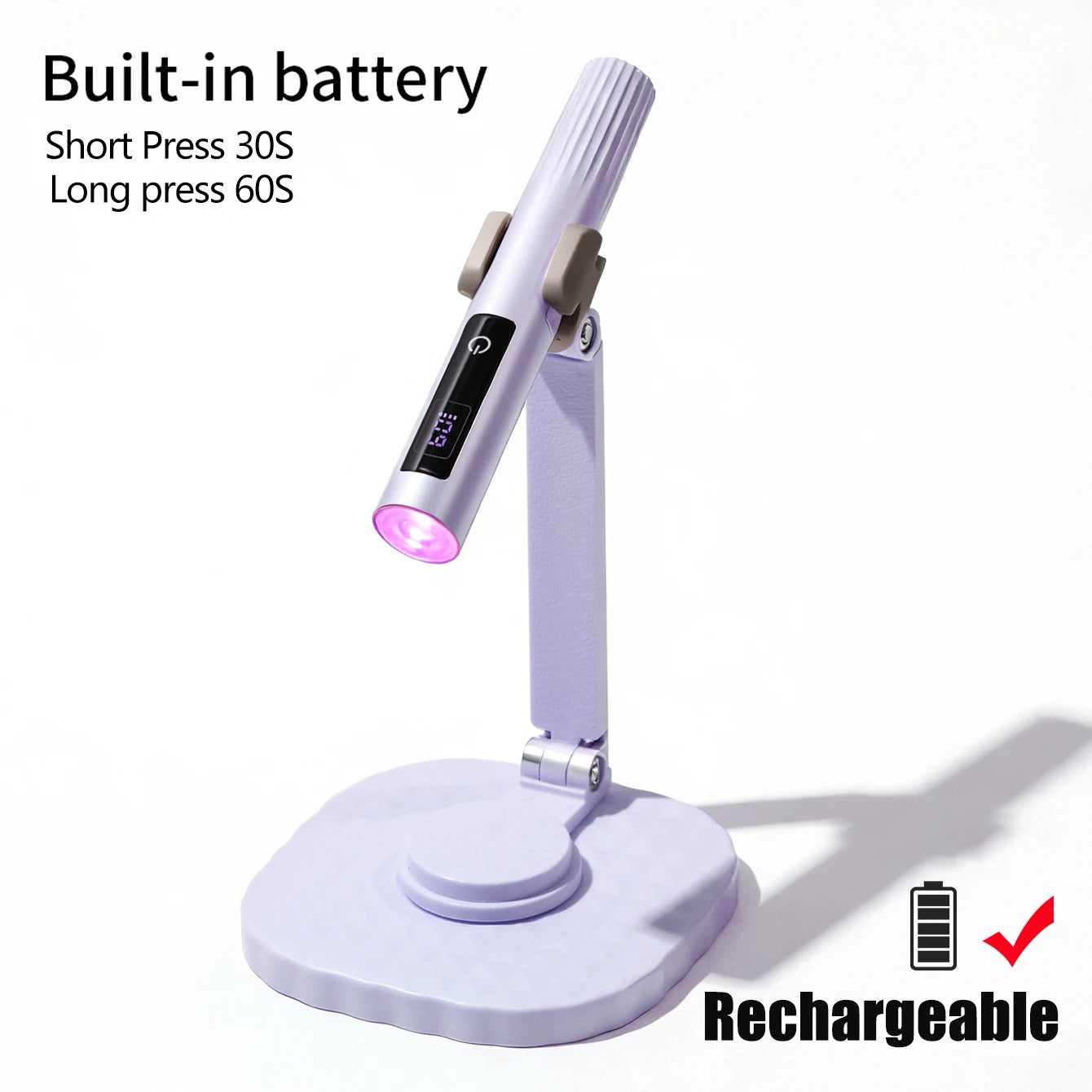 Mini UV Light Cure Nails Lamp with Stand Handheld UV Light with Display for Gel Nail Rechargeable USB Nail Dryer for Fast Curing