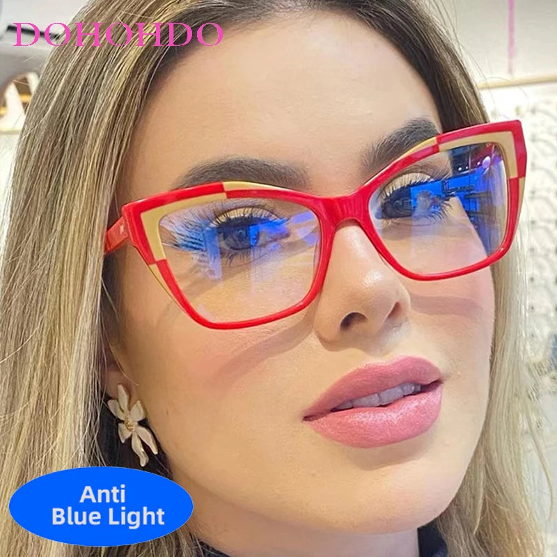 Fashion 2025 Trendy Big Cat Eye Optical Women's Glasses Designer Brand Men Computer Gaming Eye Protection Spectacle Lentes Оч