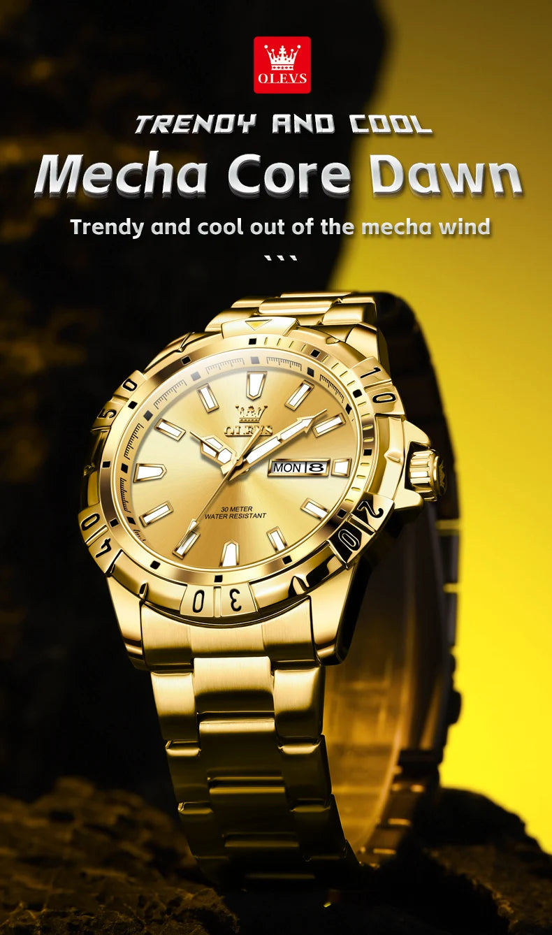 OLEVS 5560 Luxury Brand Man Quartz Watch Waterproof Stainless Steel Strap Watches for Men Dual Calendar Business Men Wristwatch