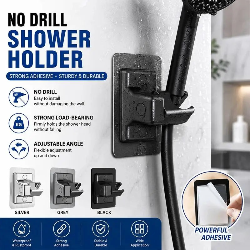 Shower Head Holder 1Pcs Self Adhesive No Drill Punch Free Adjustable Wall Mount Bracket for Outdoor Patio Shower