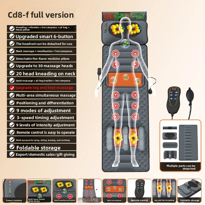 Crossborder Electric Massage Mattress Smart Home Use Full Body Heated Neck Back Waist US Massager Neck Massage Pillow Massager