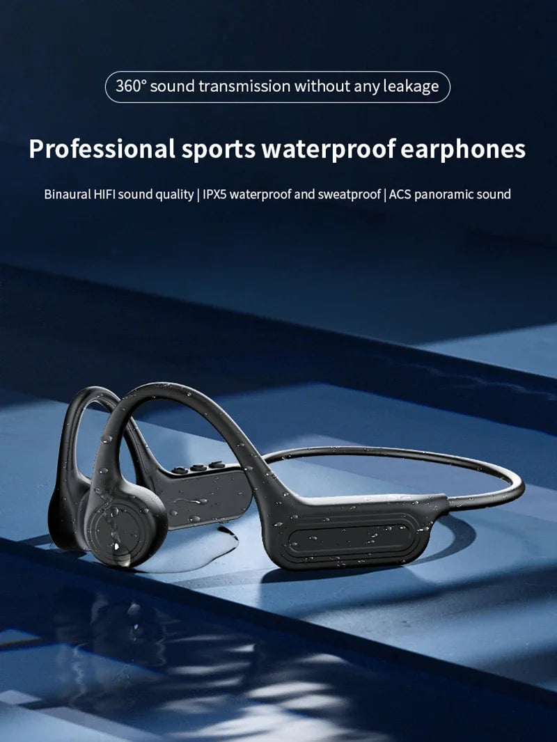 Bluetooth Wireless Bone Conduction Headphones Open Ear Headphones With Mic Waterproof Headphones For Sports Running