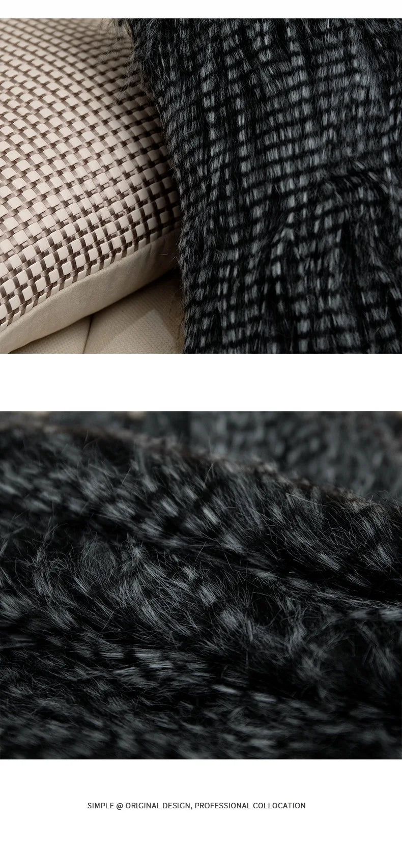 Modern Light Luxury Ice Velvet Black / Light Coffee Throw Pillowcase Woven Back Pillow Cushion Cover