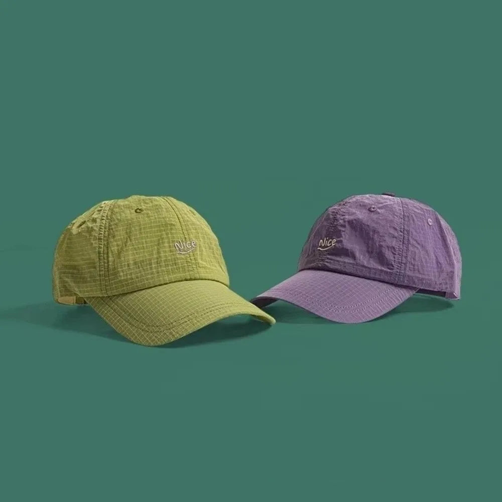 New Plaid Thin Sun Cap Quick-drying Breathable Baseball Cap Adjustable Letter Embroidery Sports Running Cap Men Women