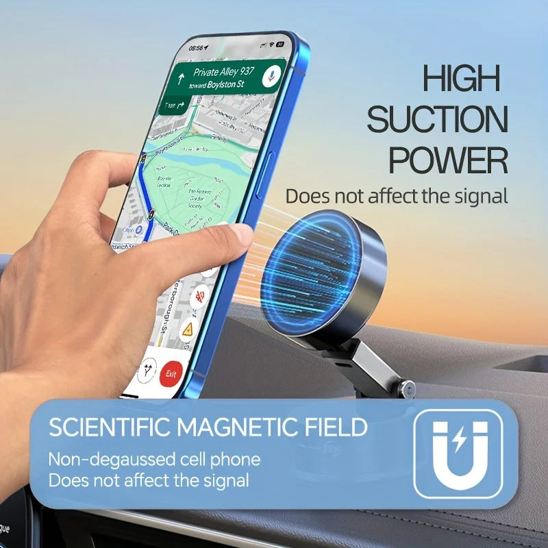 Foldable Double-sided Adsorption Vacuum Magnetic Phone Bracket A2 Hands Free Car Dashboard Mount Portable Desktop Cell Phone Stand Multi Scene Universal Phone Holder