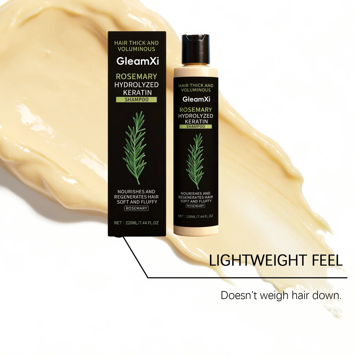Rosemary Keratin Volumizing Shampoo - Daily Gentle Smoothing, Cleanses Scalp, Nourishes Hair