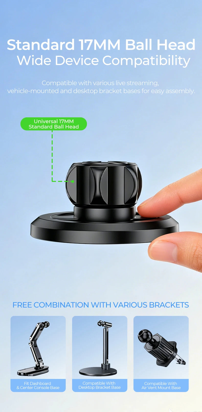 For MagSafe Magnetic Car Phone Holder Accessories Magnet Base for 17mm Ball Head Car Mobile Cellphone Stand Mount GPS Brackets